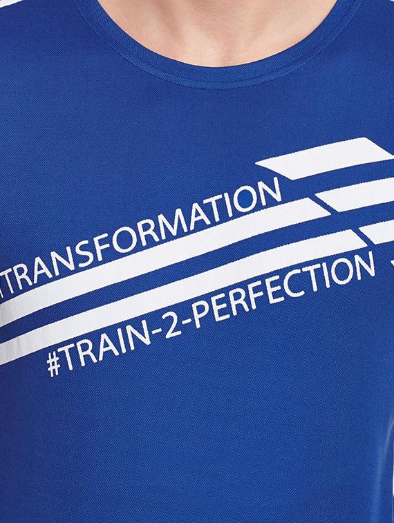 blue polyester chest print t-shirt - 13722005 - Zoom Image - 4