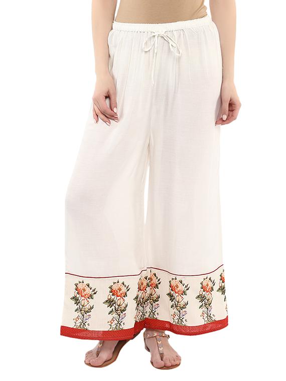 white printed rayon palazzo - 13722523 - Zoom Image - 1
