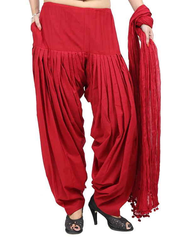 red cotton patiyala salwars - 13726295 - Zoom Image - 1