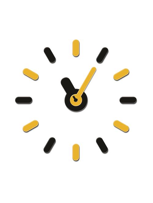 on-time yellow wall clock (wall pasted concept) - 13727979 - Standard Image - 1