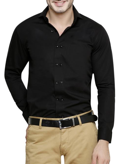 black cotton formal shirt - 13730355 - Standard Image - 1