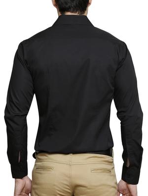 black cotton formal shirt - 13730355 - Standard Image - 3