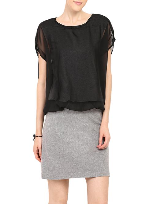 grey viscose blouson dress - 13733238 - Very Small Image - 1