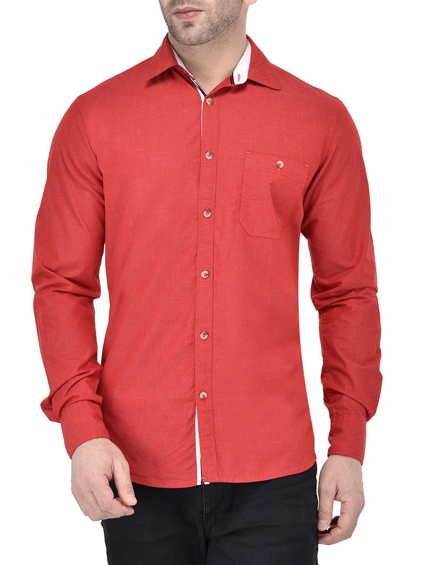 red cotton casual shirt - 13733526 - Zoom Image - 1