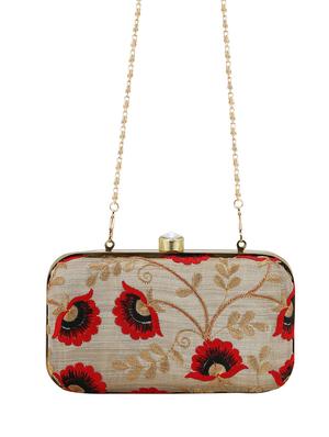 beige metal box clutch - 13736167 - Standard Image - 4