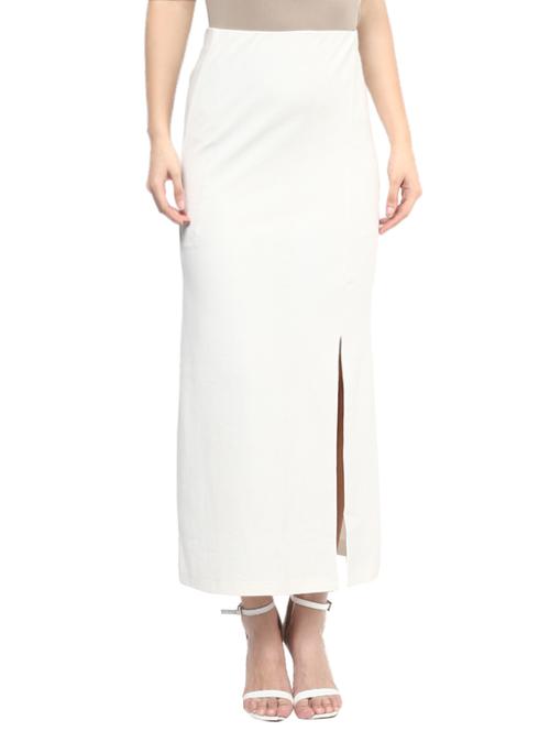 white cotton side slit pencil skirt - 13736591 - Standard Image - 1