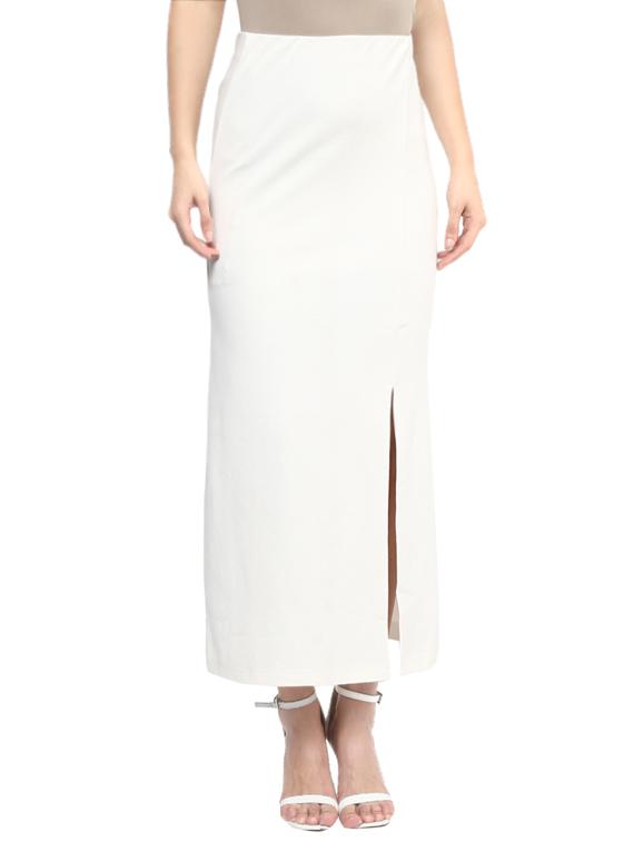 white cotton side slit pencil skirt - 13736591 - Zoom Image - 1