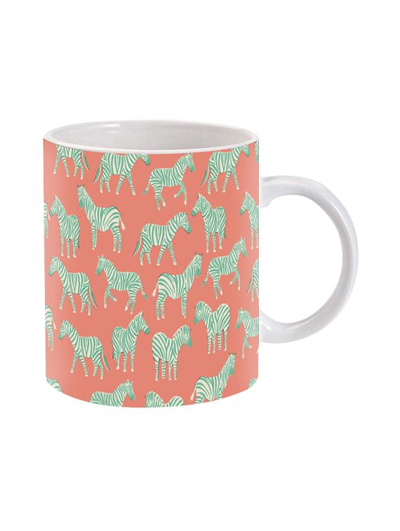 mooch wale zeebras on a peach ceramic mug