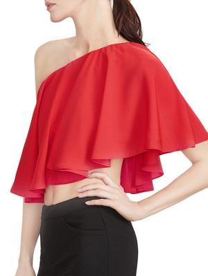 red polycrepe crop top - 13738629 - Standard Image - 2