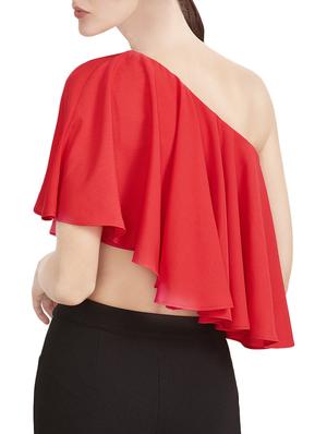 red polycrepe crop top - 13738629 - Standard Image - 3