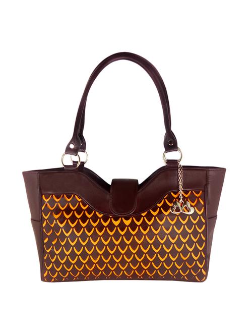 brown leatherette regular handbag - 13740477 - Standard Image - 1