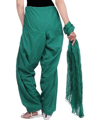 green cotton patiyala salwar with dupatta - 13744265 - Standard Image - 2