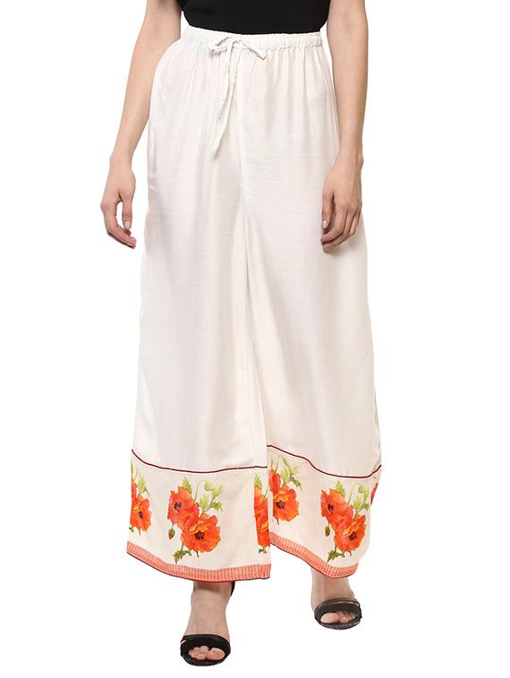 white rayon palazzo - 13744950 - Zoom Image - 1