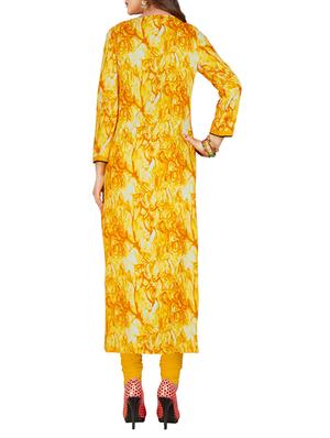 mustard rayon colour block long kurta - 13746317 - Standard Image - 2