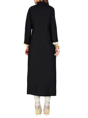 black rayon embroidered long kurta - 13746322 - Standard Image - 2