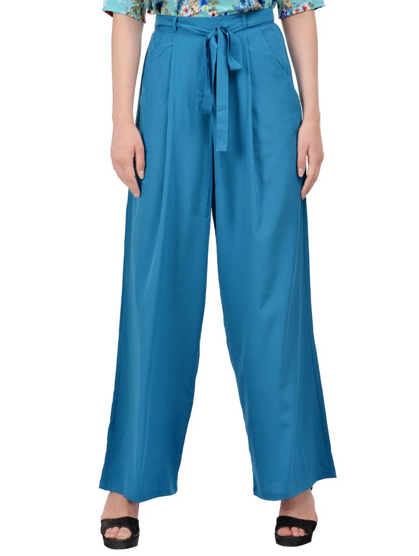 blue crepe palazzos - 13747307 - Zoom Image - 1
