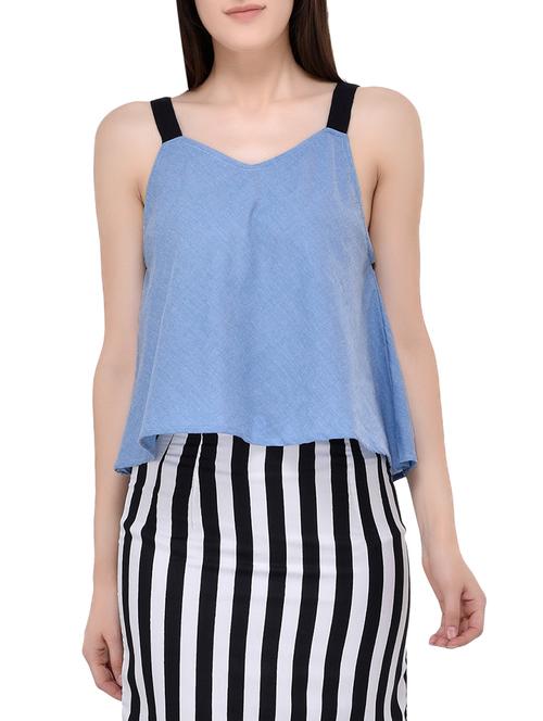 blue poly crepe top - 13747492 - Standard Image - 1
