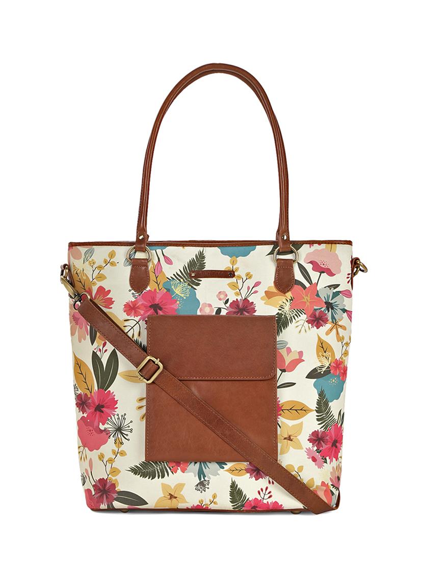 white canvas printed tote