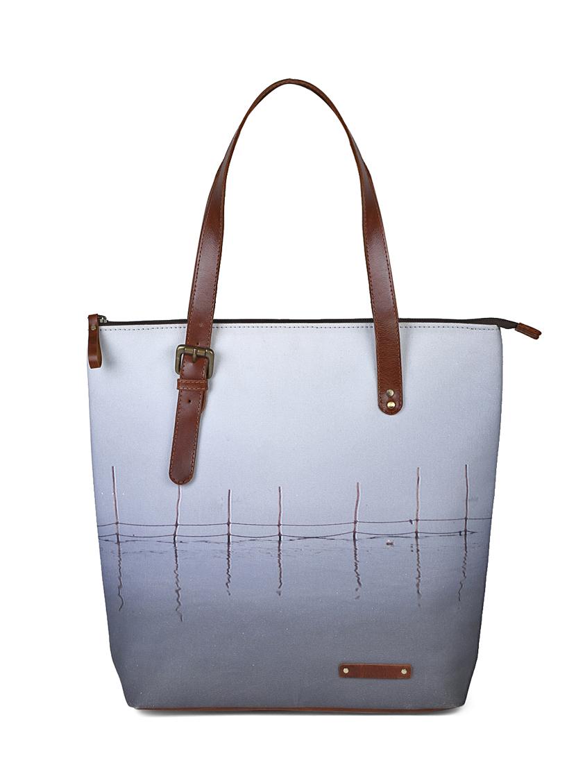 grey canvas printed tote - 13748088 - Zoom Image - 1