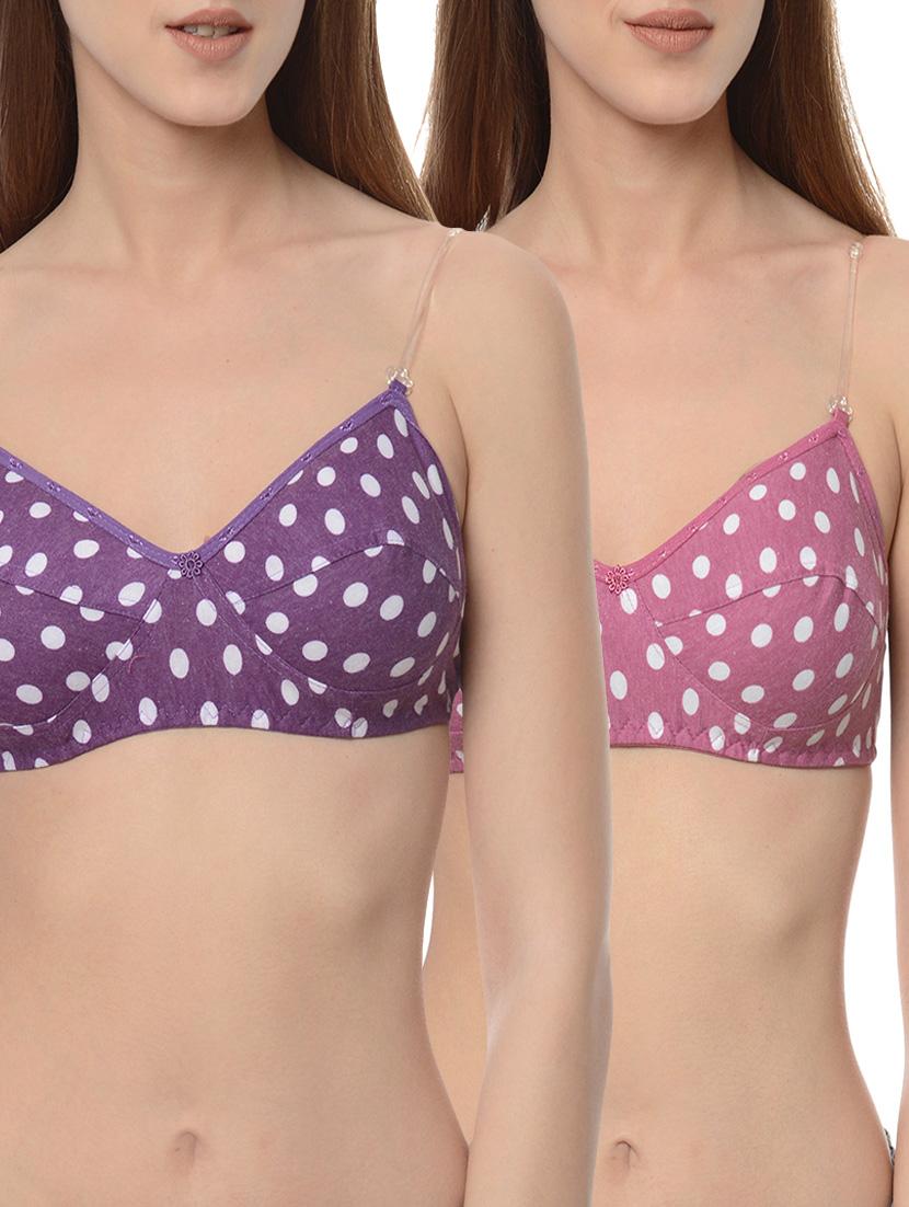 set of 2 multicolored polka dots printed nylon bras - 13748438 - Zoom Image - 1