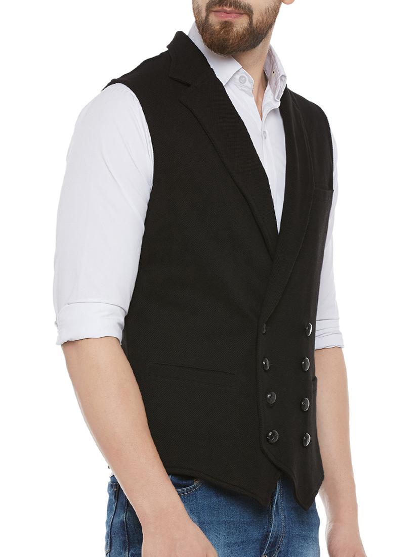 black cotton waist coat - 13749269 - Zoom Image - 2
