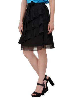 black georgette ruffle skirt - 13750286 - Standard Image - 2