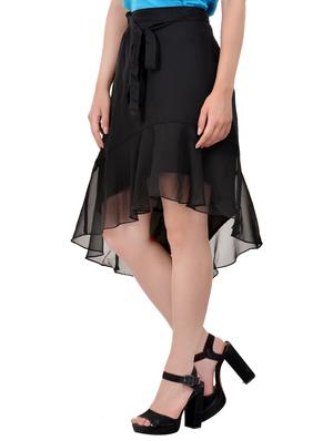 black georgette high low skirt - 13750287 - Standard Image - 2