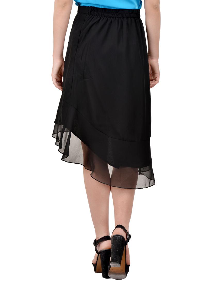 black georgette high low skirt - 13750287 - Zoom Image - 3
