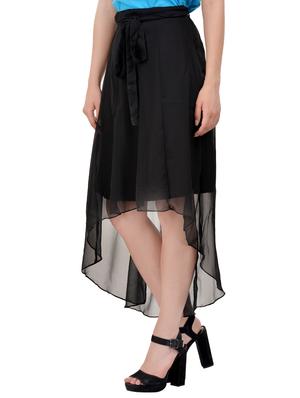 black georgette high low skirt - 13750289 - Standard Image - 2