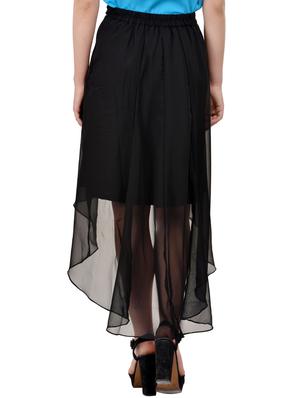 black georgette high low skirt - 13750289 - Standard Image - 3