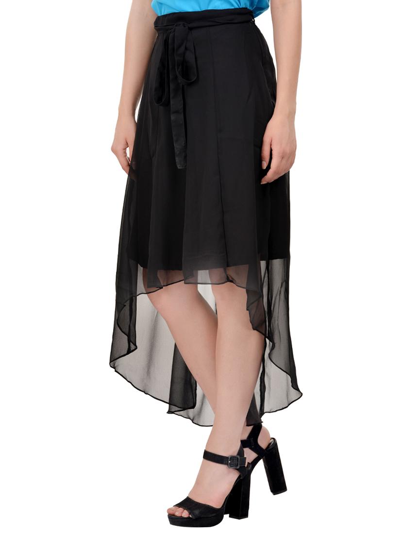 black georgette high low skirt - 13750289 - Zoom Image - 2