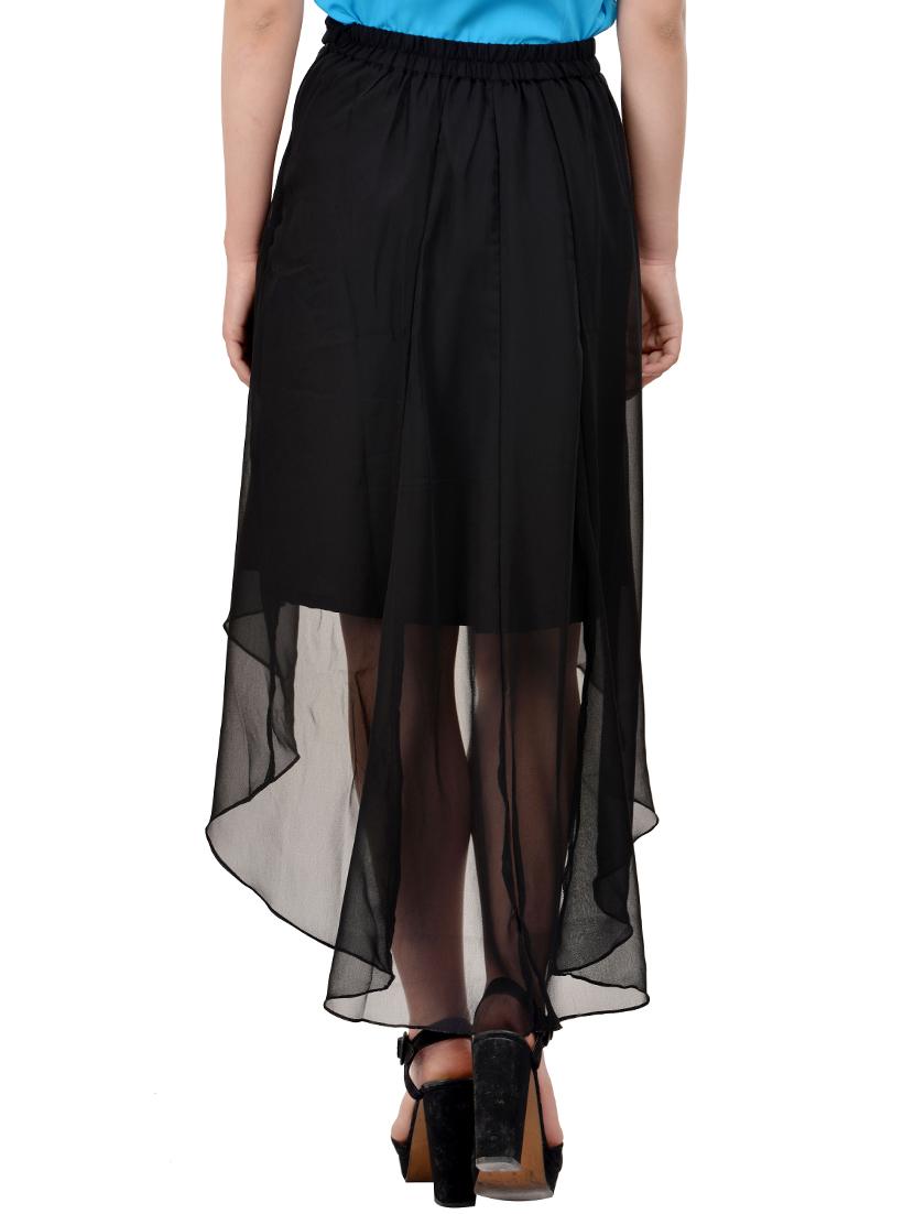 black georgette high low skirt - 13750289 - Zoom Image - 3