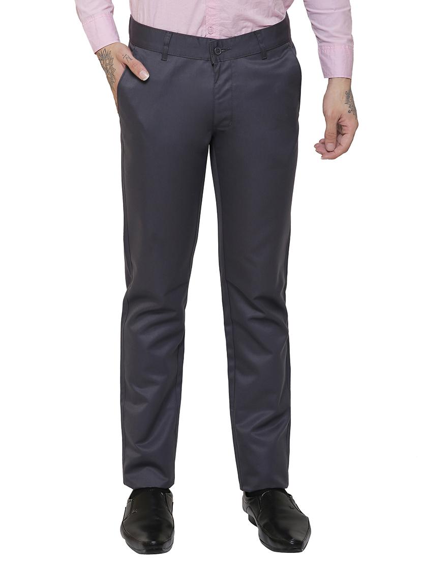 grey cotton flat front formal trouser - 13751368 - Zoom Image - 1