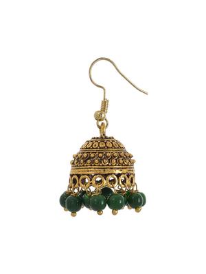 green metal jhumka earrings - 13753491 - Standard Image - 2
