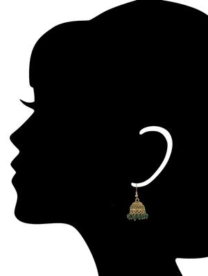 green metal jhumka earrings - 13753491 - Standard Image - 3