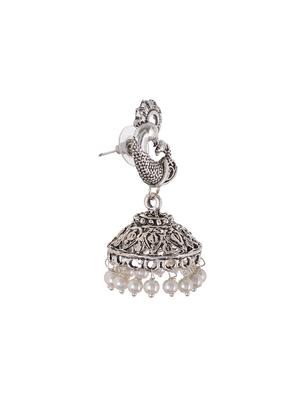 silver metal jhumka earrings - 13753687 - Standard Image - 2