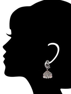 silver metal jhumka earrings - 13753687 - Standard Image - 3