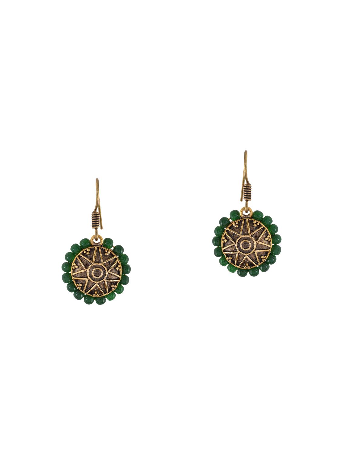 green metal drop earrings - 13753707 - Zoom Image - 1
