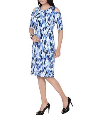 blue printed sheath dress - 13756991 - Standard Image - 2