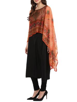 black crepe printed layered kurta - 13761492 - Standard Image - 2