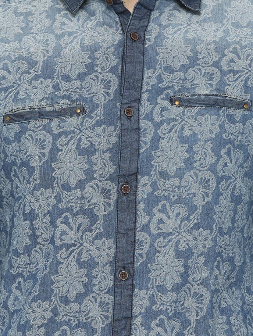 navy blue denim casual shirt - 13773067 - Zoom Image - 4