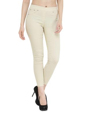 solid beige cotton jegging - 13773080 - Standard Image - 2