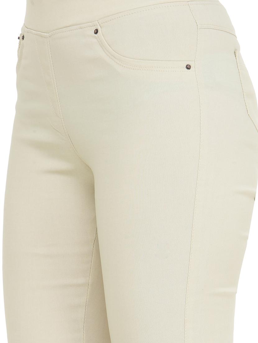 solid beige cotton jegging - 13773080 - Zoom Image - 4