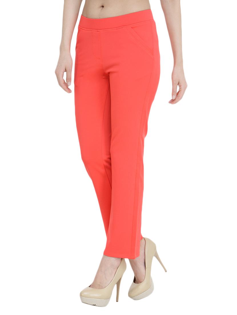 peach cotton flat front trouser - 13773085 - Zoom Image - 2