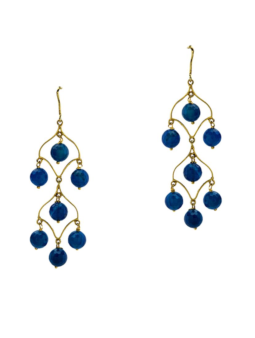 jade & jewels blue gold plated drop earring