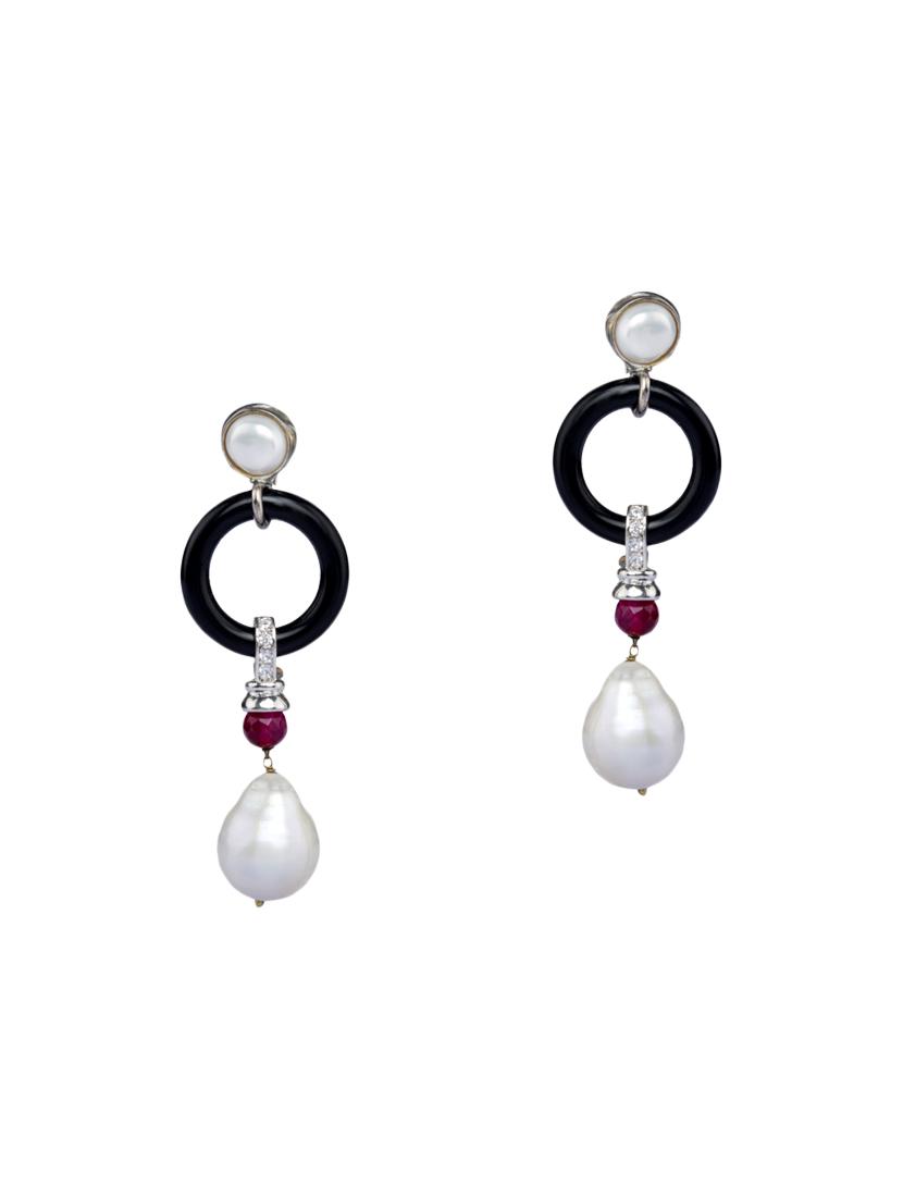 jade & jewels multi colored silver drop earring - 13773955 - Zoom Image - 1