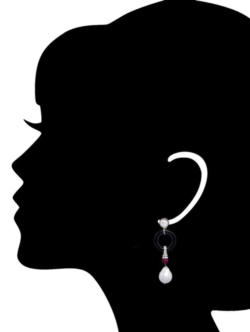 jade & jewels multi colored silver drop earring - 13773955 - Zoom Image - 2