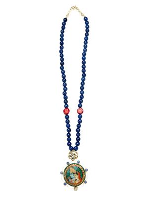 jade & jewels blue gold plated long necklace - 13773965 - Standard Image - 2