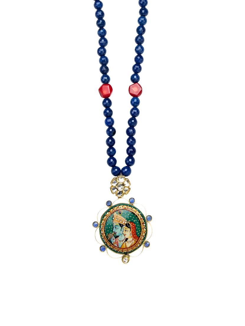 jade & jewels blue gold plated long necklace - 13773965 - Zoom Image - 1
