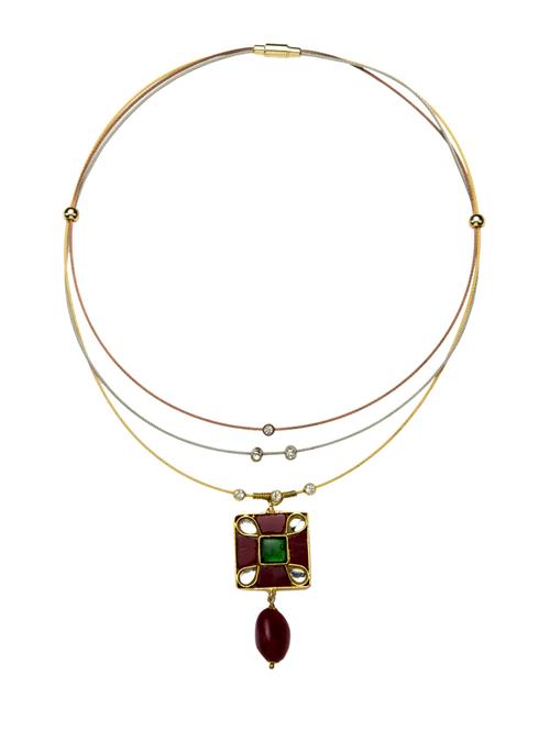 Jade & Jewels multi colored metal short necklace - 13773966 - Standard Image - 1